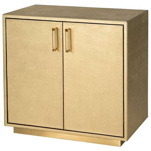Jude 32" Leather 2-Door Accent Cabinet - Antique Gold | One Kings Lane