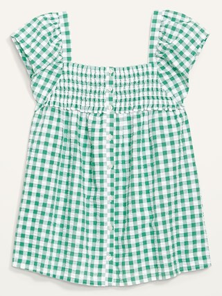 Flutter-Sleeve Smocked Seersucker Swing Blouse for Women | Old Navy (US)
