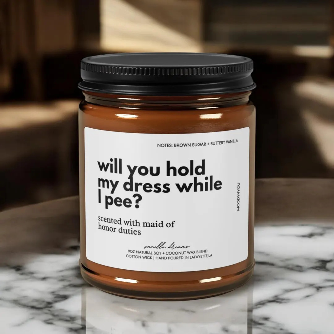 Maid of Honor Proposal Candle, Bridesmaid Proposal Gift, Will You Hold My Dress Candle, Bridal Pa... | Etsy (US)