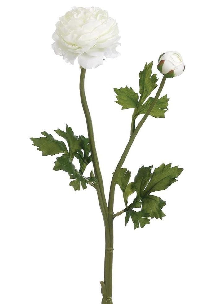 White Ranunculus Silk Flower - 18.75" | Afloral (US)