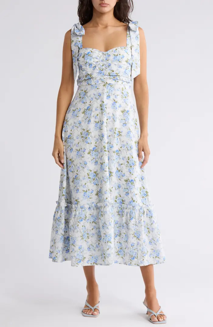 Blu Pepper Floral Tie Strap Midi Dress | Nordstromrack | Nordstrom Rack