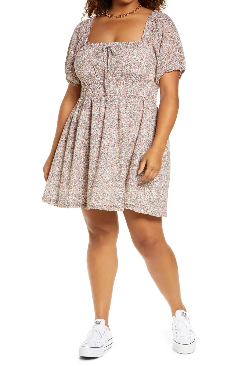 BP. Prairie Floral Puff Sleeve Cotton Minidress (Plus Size) | Nordstrom | Nordstrom