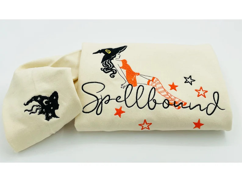 Embroidered Halloween Embroidery Sweatshirt/spellbound Witch - Etsy | Etsy (US)