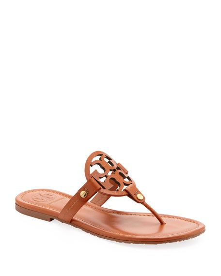 Miller Medallion Leather Flat Thong | Neiman Marcus