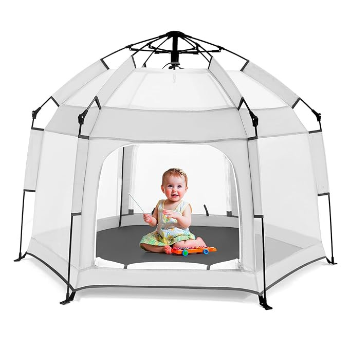 Baby Playpen with Canopy, Portable Baby Beach Tent, Toddler Play Yard Indoor and Outdoor, Foldabl... | Amazon (US)