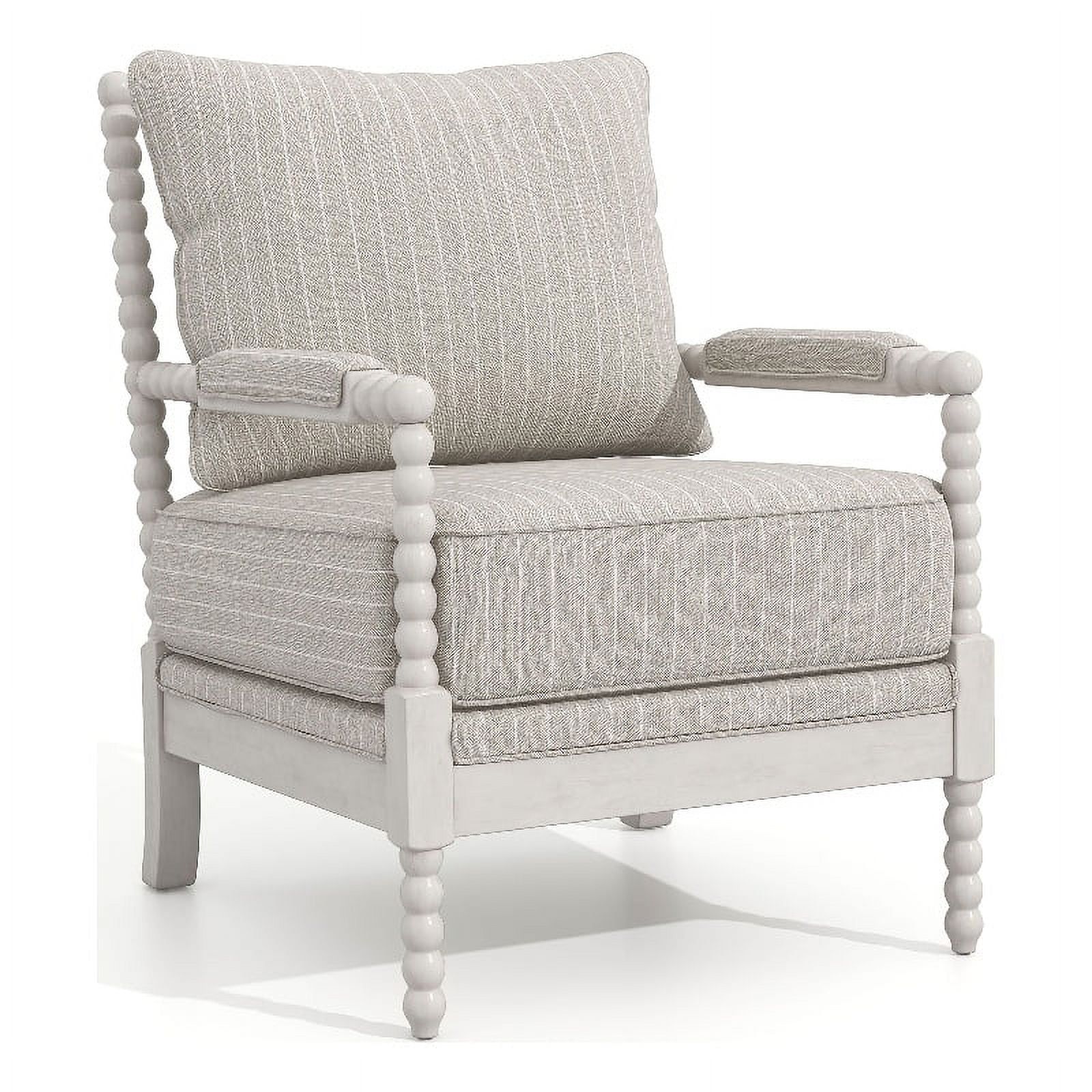 Furniture of America Elm Fabric Cushioned Accent Chair in White Stripes Pattern - Walmart.com | Walmart (US)