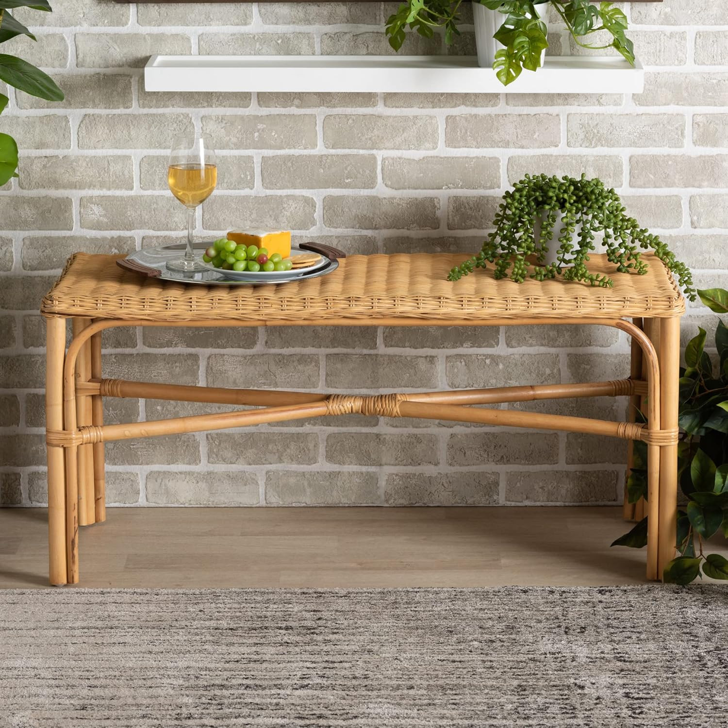 Baxton Studio Cacaban Entryway Bench, Natural Brown | Amazon (US)