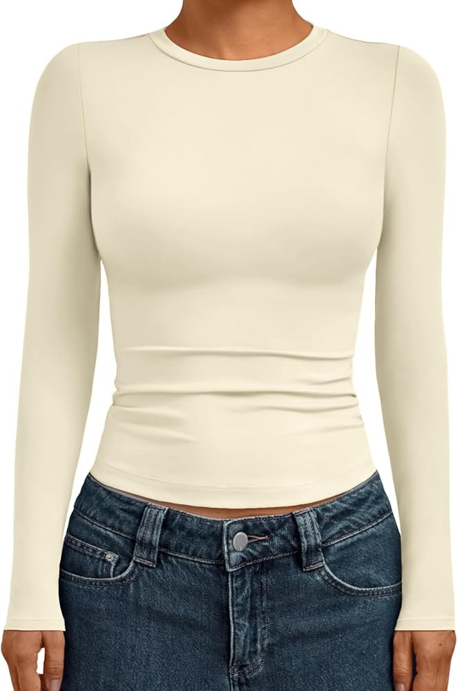 AUTOMET - Camisetas ombligueras de manga larga para mujer, básicas, de compresión, para salir, ... | Amazon (US)