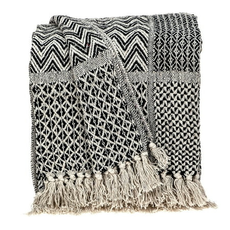 Beige and Black Transitional Woven Handloom Throw Blanket 52 x 67 | Walmart (US)