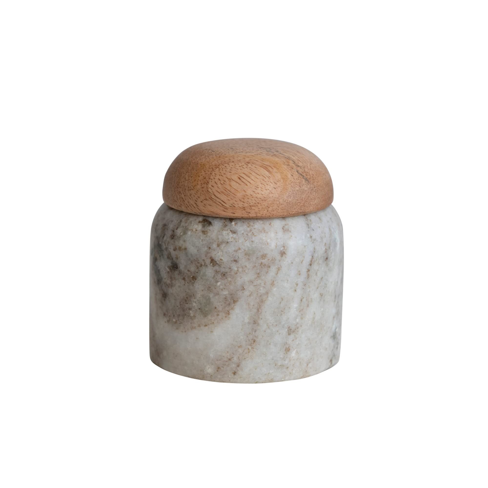 Creative Co-Op Modern Marble Wood Lid, Natural Canister | Amazon (US)