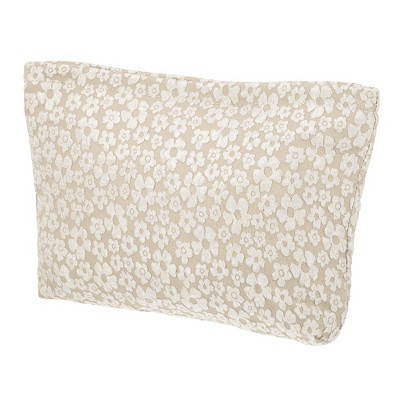 Unique Bargains Portable Travel Floral Canvas Zipper-Closure Makeup Bag 1 Pc Beige | Target