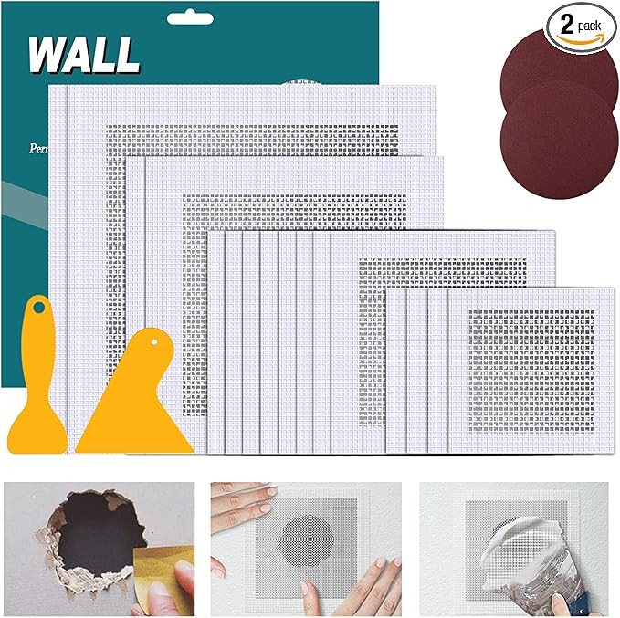 Drywall Repair Kit 20 Pack Aluminum Wall Repair Patch Kit, 2/4/6/8 inch Fiber Mesh Over Galvanize... | Amazon (US)