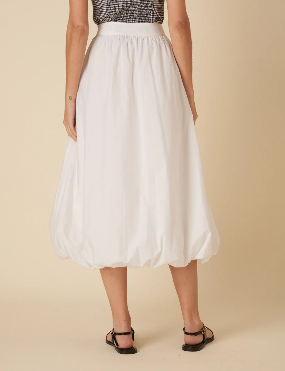 White Bubble Hem Midi Skirt | Nobody's Child