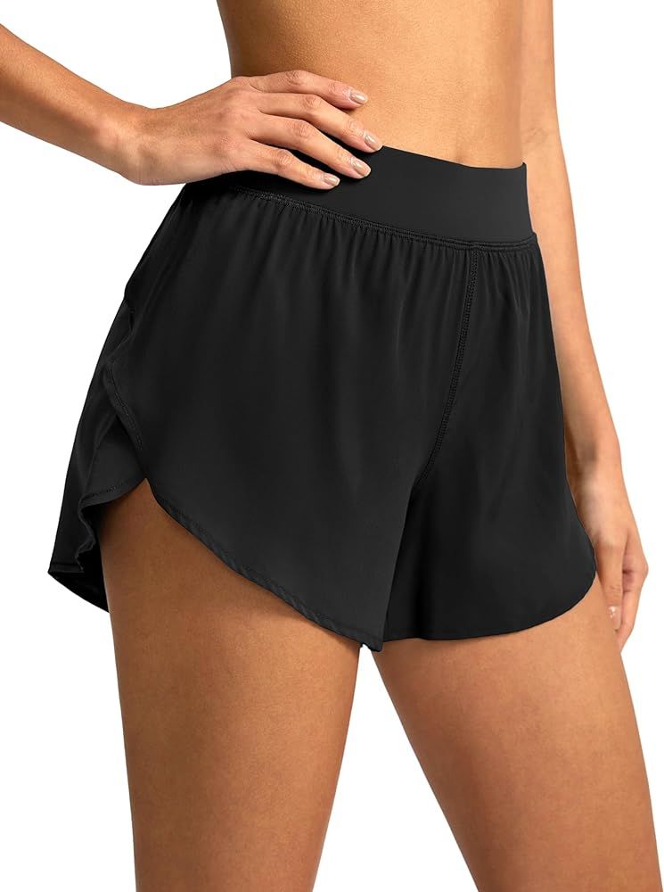 Soothfeel High Waisted Athletic Running Shorts for Women Dolphin Shorts High Split Quick Dry Gym ... | Amazon (US)