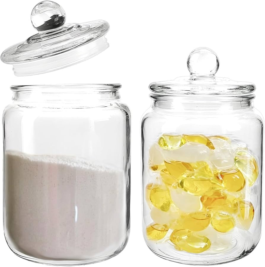 2 Pc Glass Containers for Laundry Room, Laundry Room Organization and Storage, 1/2 Gallon Glass J... | Amazon (US)