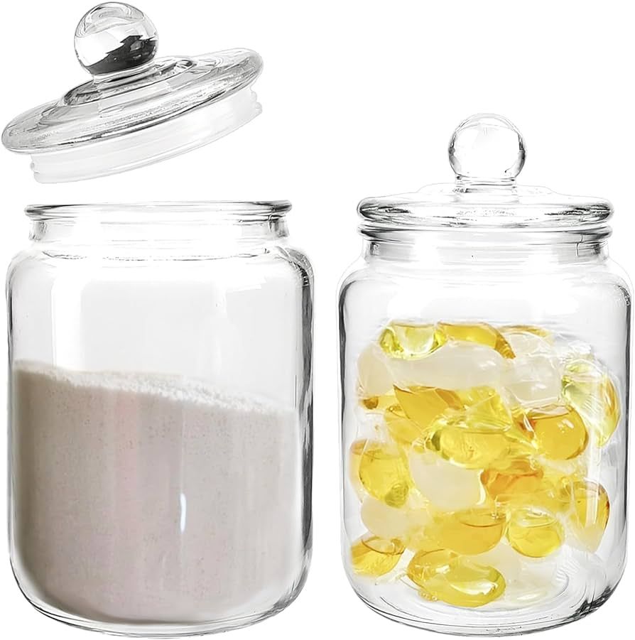 2 Pc Glass Containers for Laundry Room, Laundry Room Organization and Storage, 1/2 Gallon Glass J... | Amazon (US)