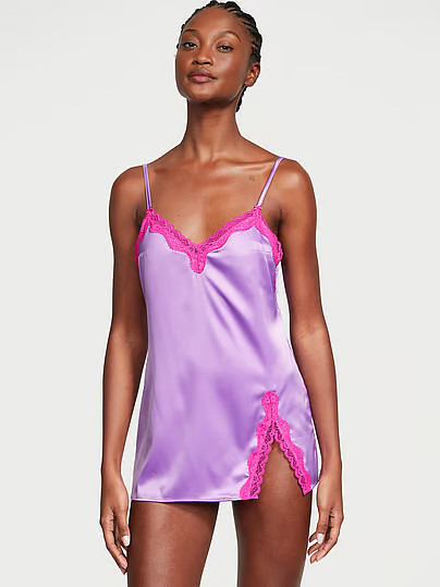 Tease Satin Lace-Trim Mini Slip Dress, Purple, Xxl - Women's Slips - Victoria's Secret | Victoria's Secret (US / CA )