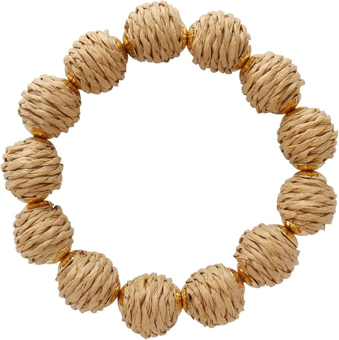 Coiris Rattan Ball Bracelet Adjustable Handmade Raffia Bracelets Woven Stretch Bracelet for Women | Amazon (US)
