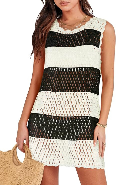 ANRABESS Womens Swimsuit Cover Up Sleeveless Knit 2024 Summer Outfits Swimwear Bathing Suit Cover... | Amazon (US)