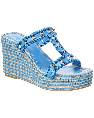Rockstud 80 Leather Wedge Sandal | Rue La La