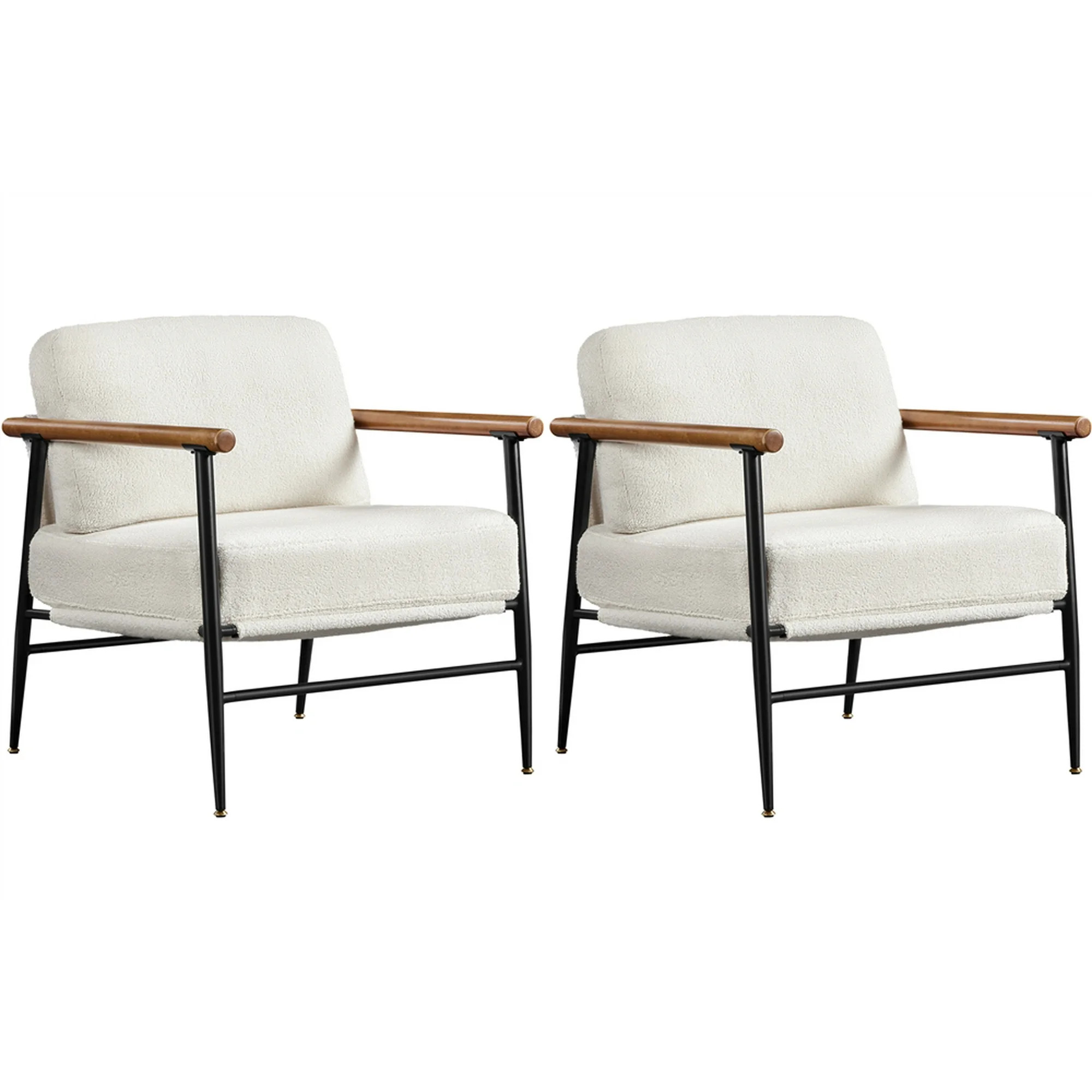 Topeakmart Modern Upholstered Boucle Accent Chair with Metal Frame for Living Room, Set of 2, Ivo... | Walmart (US)