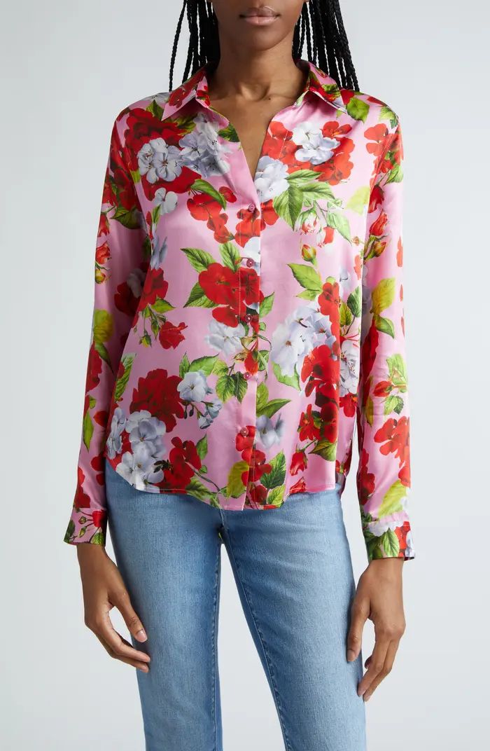 L'AGENCE Tyler Floral Silk Button-Up Shirt | Nordstrom | Nordstrom