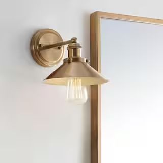 JONATHAN Y August 7.75 in. Metal Shade Brass Gold Vanity Light JYL7429A | The Home Depot