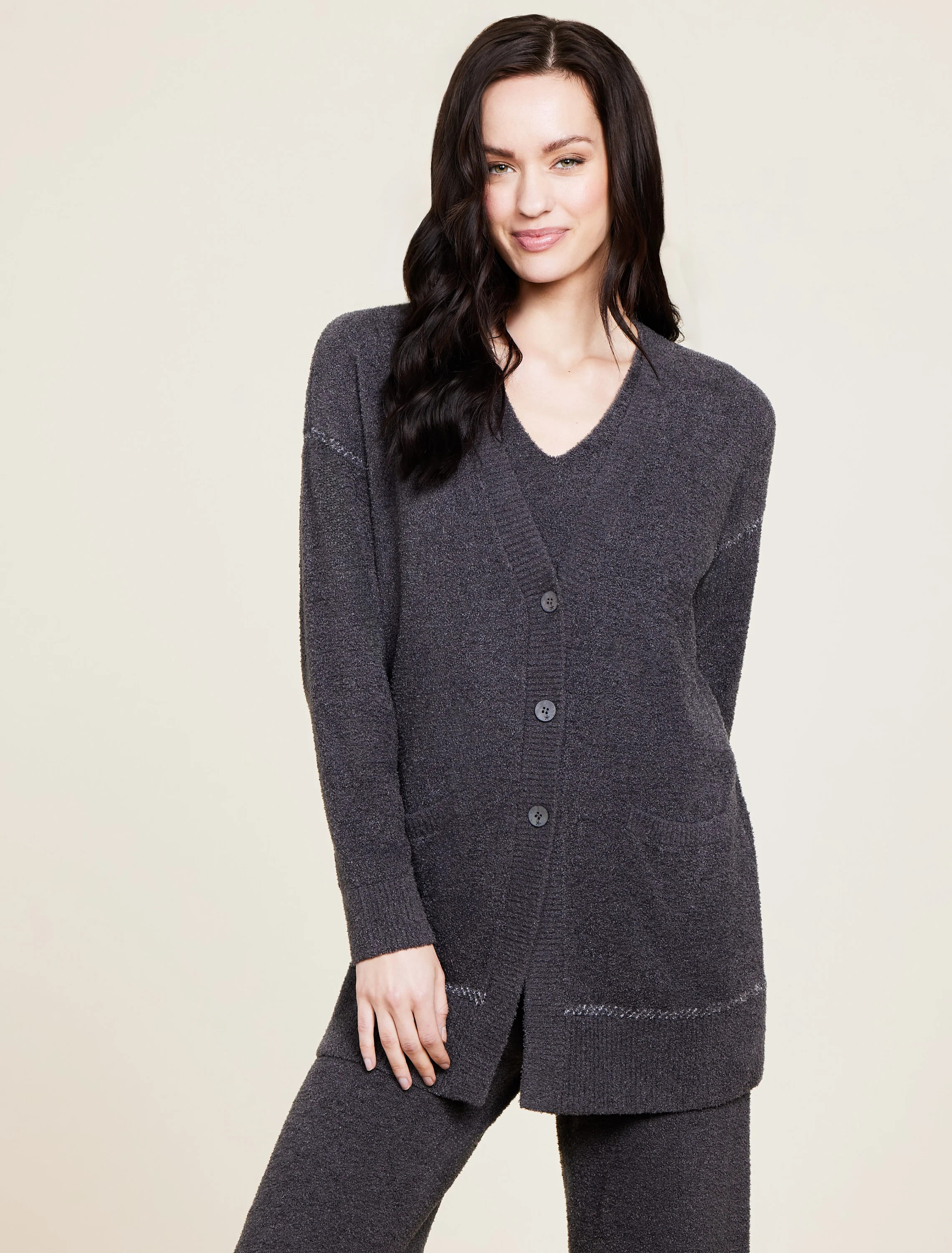CozyChic Lite® Contrast Stitch Cardigan | Barefoot Dreams