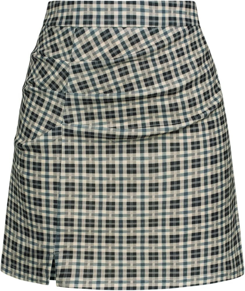 Kate Kasin Women's Leather Skirts Front Slit Ruched Bodycon Mini Skirt High Waist PU Leather Skor... | Amazon (US)