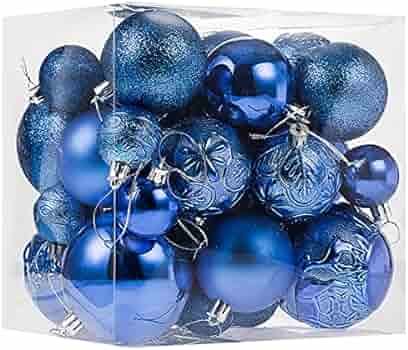 Christmas Ornaments for Xmas Trees,Blue Shatterproof Christmas Ball Ornaments of 32 pcs | Amazon (US)