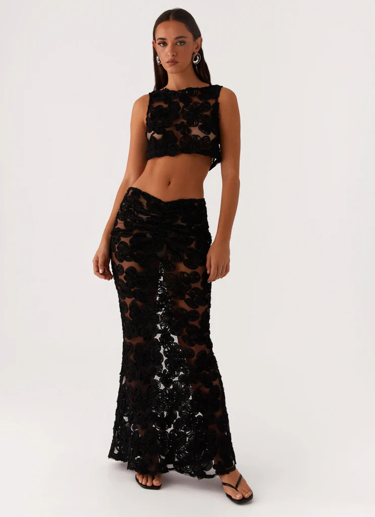 Fiorella Floret Maxi Skirt - Black | Peppermayo (Global)