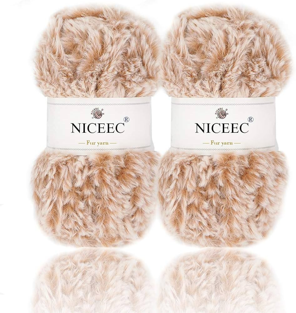 NICEEC 2 Skeins Super Soft Fur Yarn Chunky Fluffy Faux Fur Yarn Eyelash Yarn for Crochet Knit-Tot... | Amazon (US)