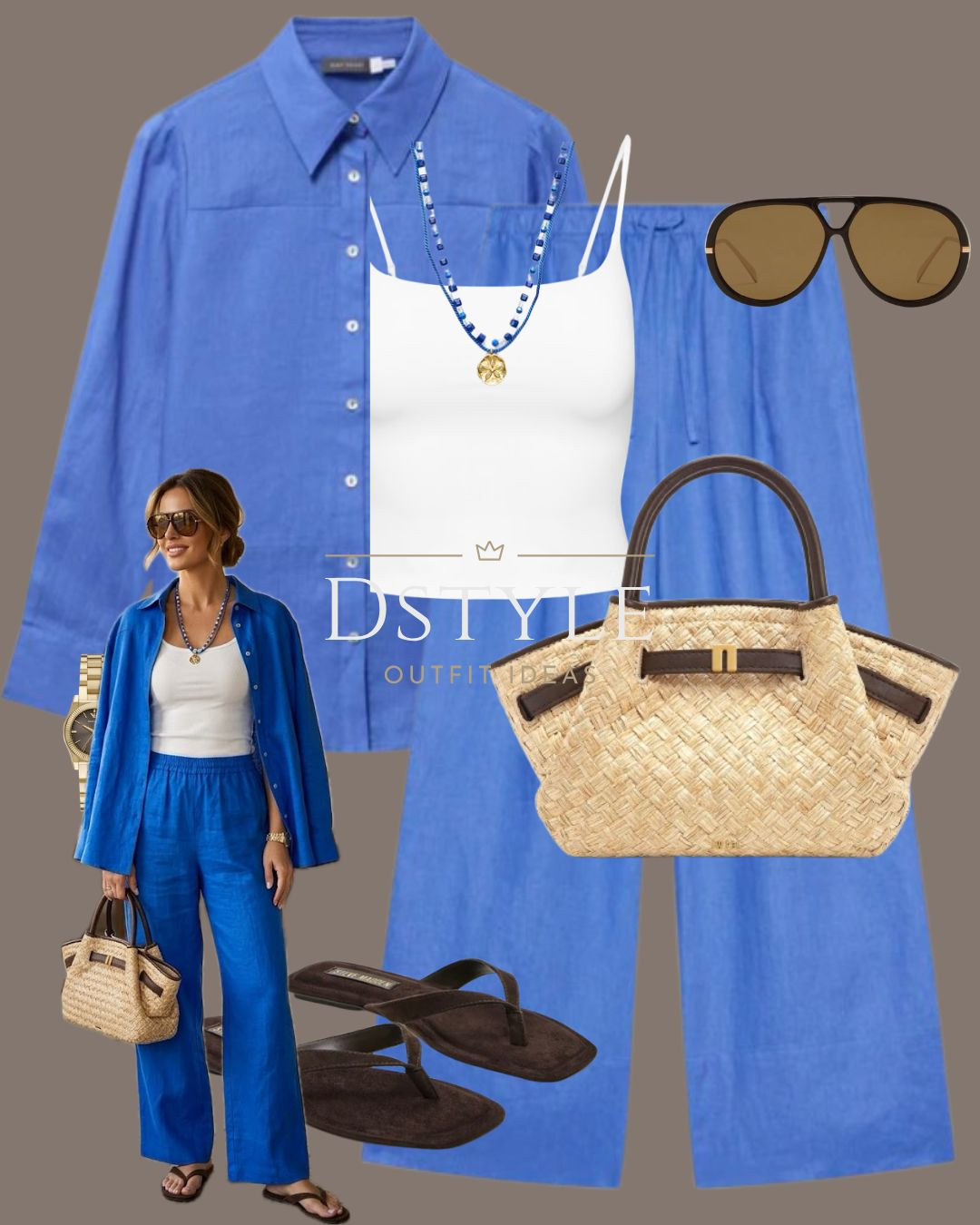 Bold in blue 💙 Staying cool and chic in this vibrant cobalt linen set. I love pairing a monochromatic look with natural textures like this woven straw bag and suede flip-flops. It’s giving Mediterranean vacation vibes! ☀️
Tags: Linen Set, Cobalt Blue, Summer Vacation Style, Straw Bag, Beach Day Outfit.

#LTKootd
