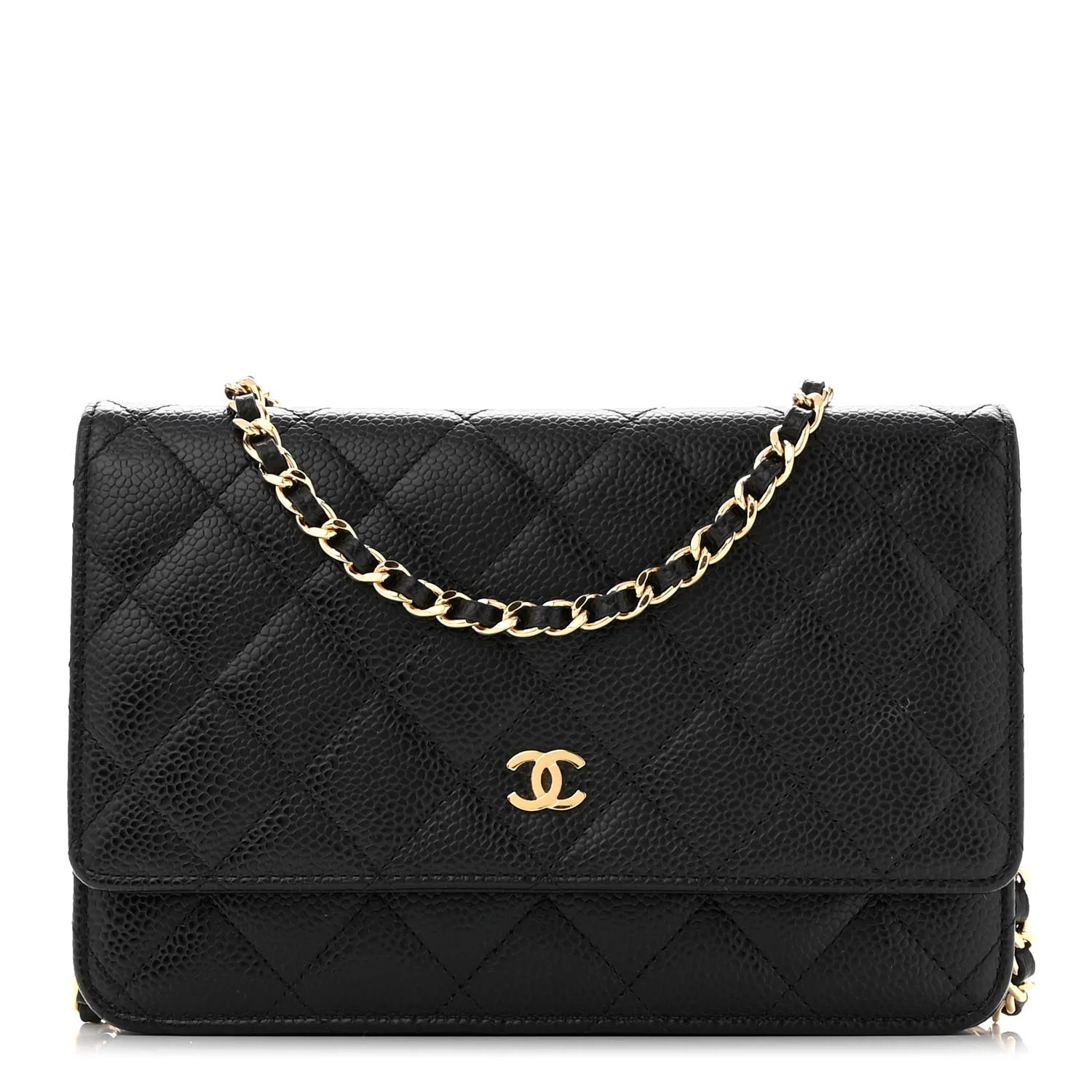 Caviar Quilted Wallet on Chain WOC Black | FASHIONPHILE (US)