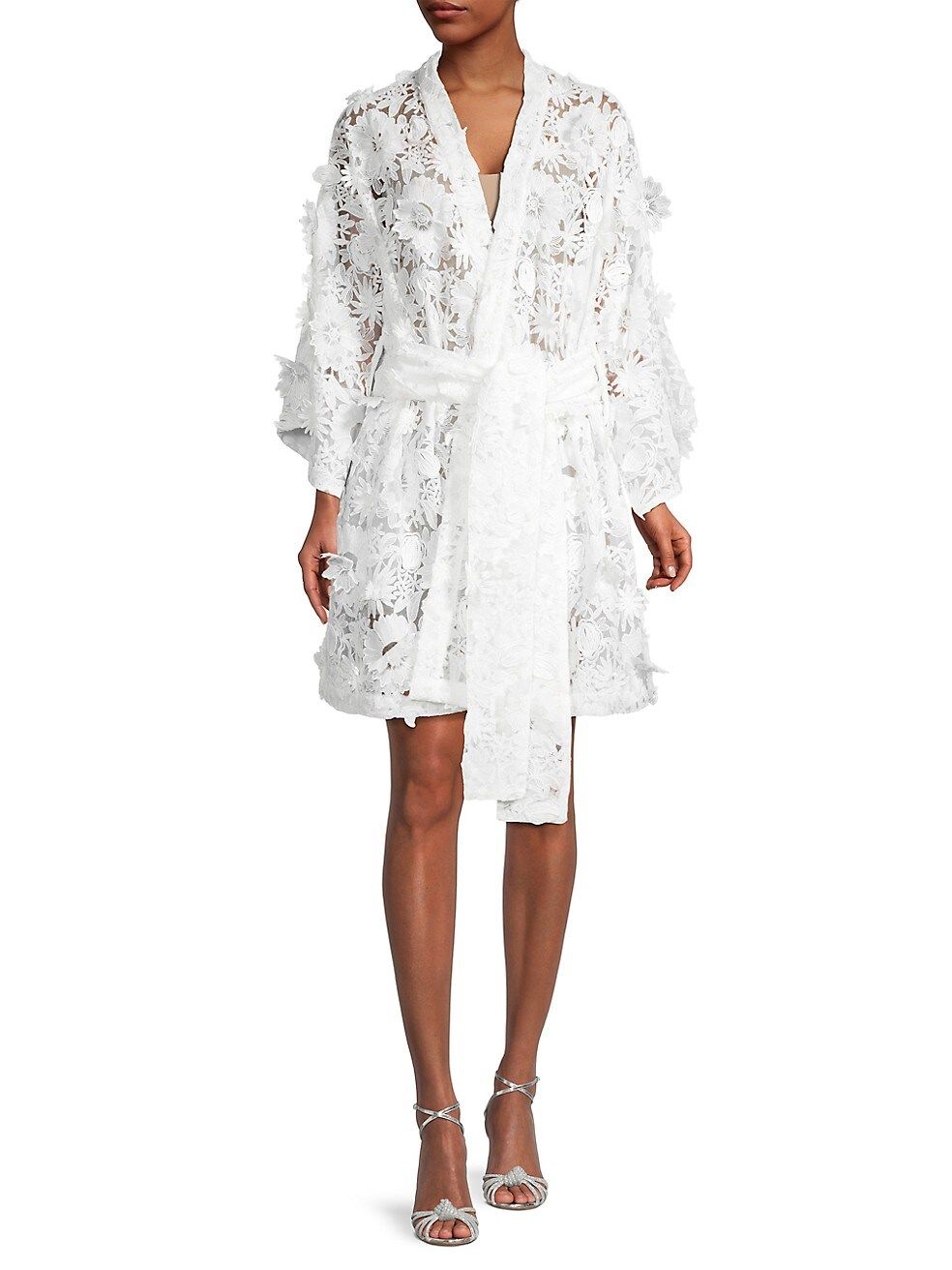 3D Lace Mini Wrap Dress | Saks Fifth Avenue