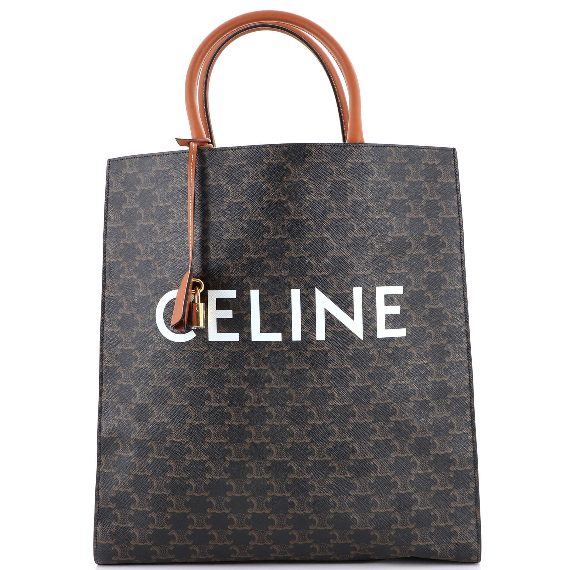 CELINE Vertical Cabas Tote Triomphe Coated Canvas Large | Rebag