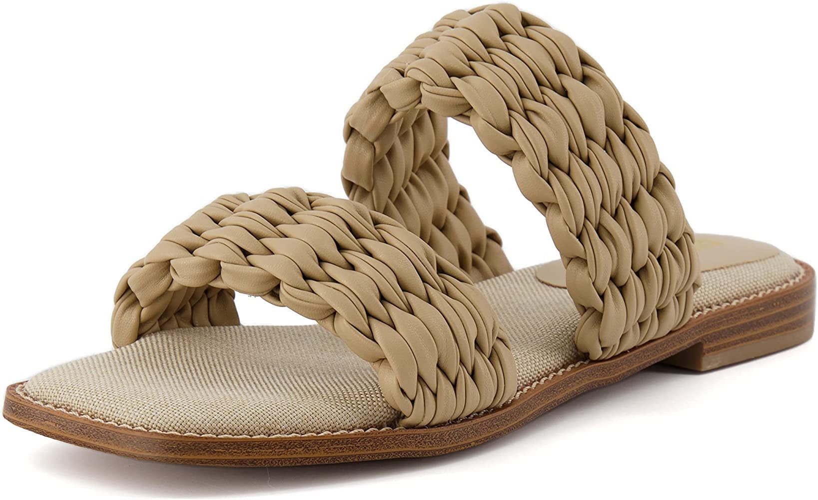 CUSHIONAIRE Women's Vibe braided two band sandal +Memory Foam, Wide Widths Available | Amazon (US)