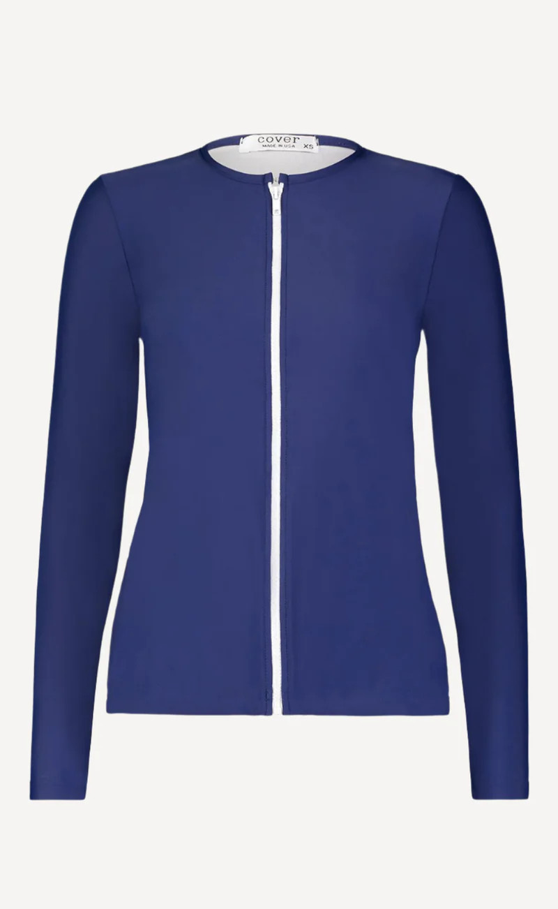 Long-Sleeved Front Zip Swim Cardigan | cover swim