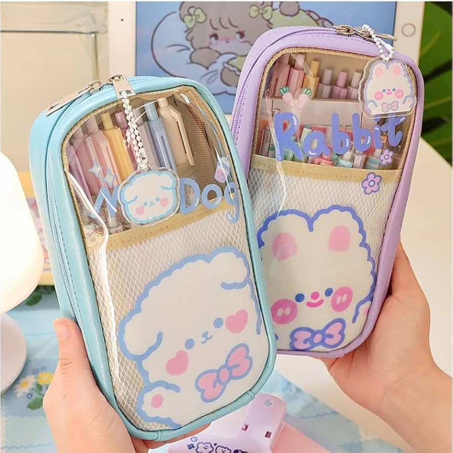 AONUOWE Kawaii Pencil Case Aesthetic Cute Pencil Case for Girls Clear Large Pencil Pouch Kawaii S... | Amazon (US)
