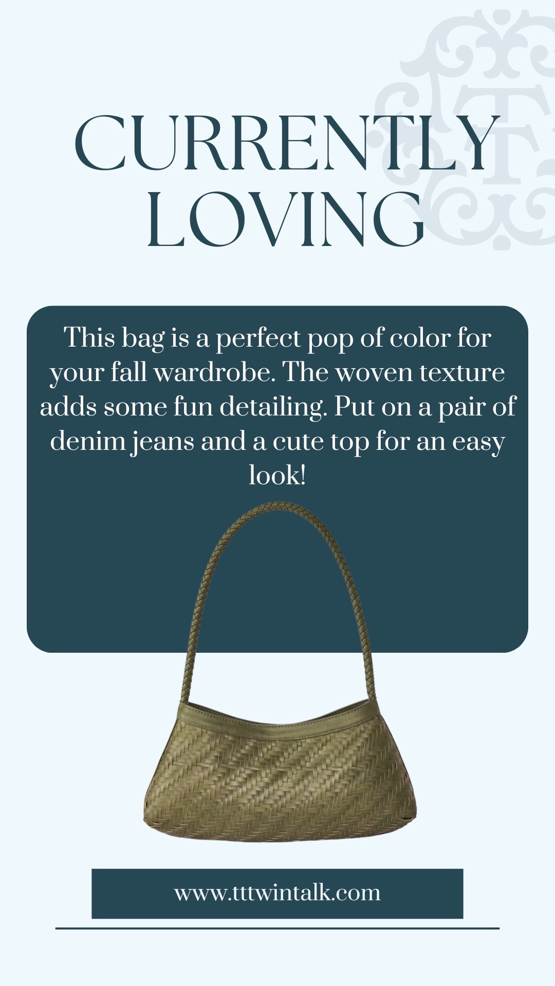 This bag is a perfect pop of color for your fall wardrobe. The woven texture adds some fun detailing. Put on a pair of denim jeans and a cute top for an easy look!

#LTKSeasonal #LTKOver40 #LTKMidsize