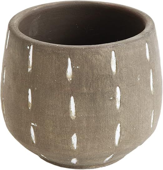 Creative Co-Op DA7730 Glazed Terracotta Hand Painted Lines Planter Pot, Grey | Amazon (US)
