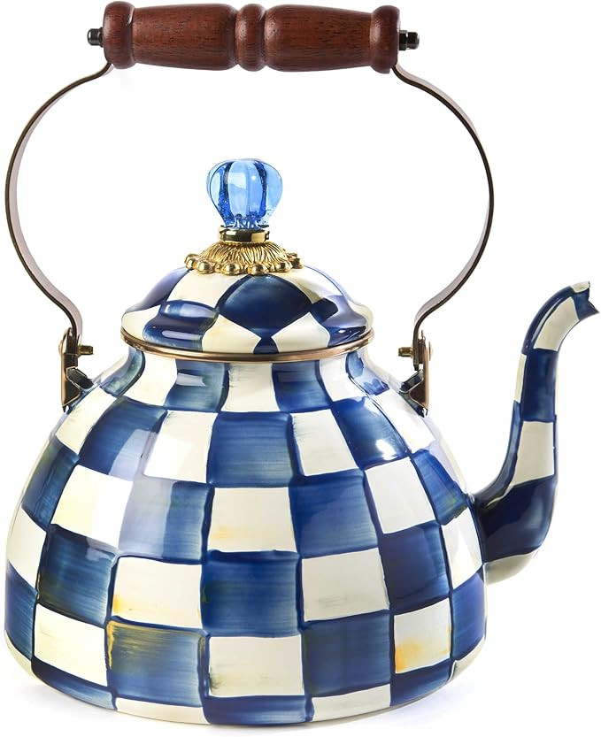MacKenzie-Childs Royal Check Enamel Tea Kettle, Decorative Tea Kettle, 3-Quart Capacity | Amazon (US)