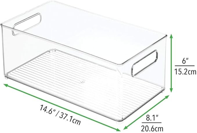 mDesign Deep Plastic Kitchen Storage Organizer Container Bin with Handles for Pantry, Cabinets, S... | Amazon (US)