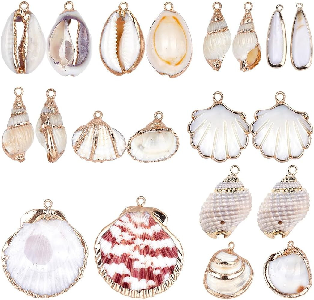 SUNNYCLUE 1 Box Shell Charms Natural White Cowrie Seashells Charm Conch Shells Electroplated Char... | Amazon (US)