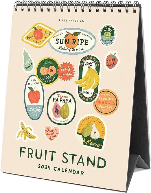 RIFLE PAPER CO. 2024 Fruit Stand Desk Calendar - 12 Month Dated Calendar, Beautiful Fruit Illustr... | Amazon (US)