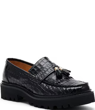 Women's Journey Croco Embossed Leather Kiltie Lug Tassel Loafers | Dillard's