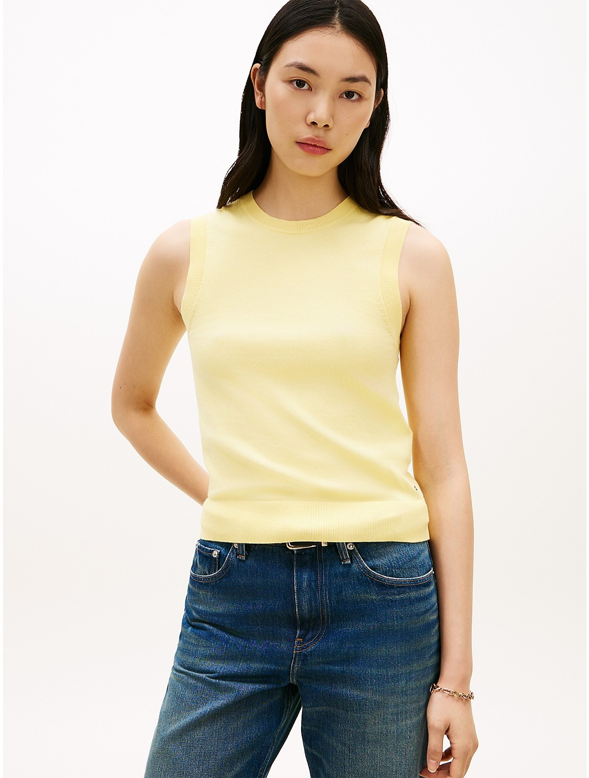 Tommy Hilfiger Women's Sleeveless Crewneck Sweater - Yellow - XS | Tommy Hilfiger (US)