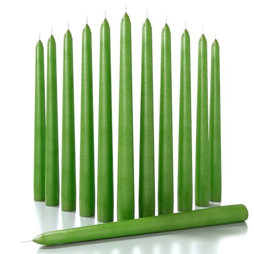 CANDWAX 12 inch Taper Candles 12 Pack - Colored Candle Sticks Great as Dinner Candle Set - Grass Green | Amazon (US)