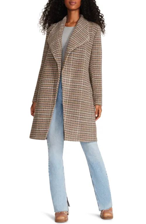 Steve Madden Plaid Coat in Beige at Nordstrom, Size X-Small | Nordstrom