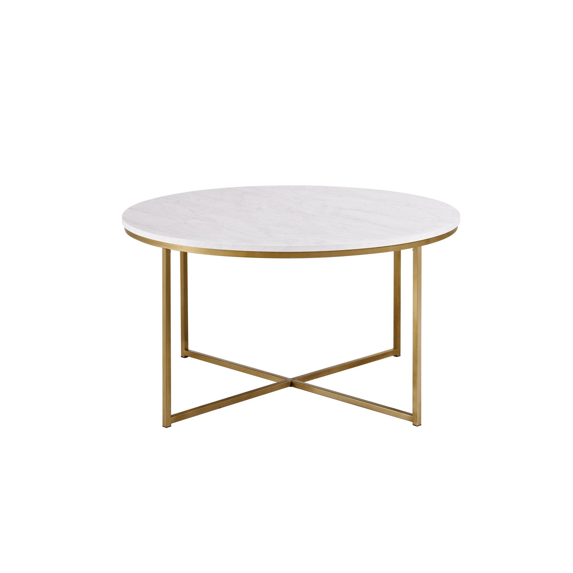 Ember Interiors Daisy Faux Marble and Gold Round Coffee Table, Marble Gold | Walmart (US)